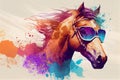 Cool Horse with Sunglasses and Graphic Art Illustration Colorful