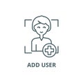 Add user line icon, vector. Add user outline sign, concept symbol, flat illustration Royalty Free Stock Photo