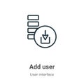 Add user outline vector icon. Thin line black add user icon, flat vector simple element illustration from editable user interface Royalty Free Stock Photo