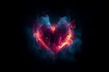 Radiant Flames of Love: A Fiery Heart Wallpaper in Colorful Light, Generative AI