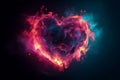 Radiant Flames of Love: A Fiery Heart Wallpaper in Colorful Light, Generative AI