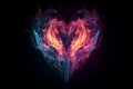 Radiant Flames of Love: A Fiery Heart Wallpaper in Colorful Light, Generative AI