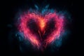 Radiant Flames of Love: A Fiery Heart Wallpaper in Colorful Light, Generative AI