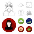 Addict, cocaine, marijuana, corpse.Drug set collection icons in outline,flat style vector symbol stock illustration web.