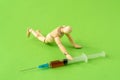 Addict man grab drug syringe of heroin Royalty Free Stock Photo