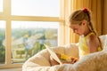 Child using laptop at home Royalty Free Stock Photo