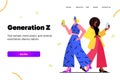 addicted young girls using smartphones generation Z digital addiction concept horizontal