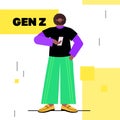 addicted young man using gadget generation Z digital addiction concept