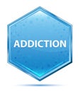 Addiction crystal blue hexagon button