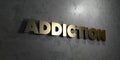 Addiction - Gold text on black background - 3D rendered royalty free stock picture