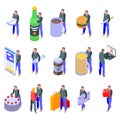 Addiction icons set, isometric style Royalty Free Stock Photo