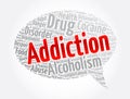 Addiction message bubble word cloud collage, health concept background