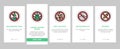 Addiction Substance Dependence Onboarding Icons Set Vector