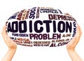 Addiction word cloud hand sphere concept