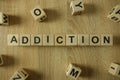 Addiction word from wooden blocks
