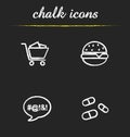 Addictions chalk icons set