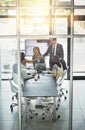 Adding another employee to keep up with demand. businesspeople shaking hands in a boardroom meeting. Royalty Free Stock Photo