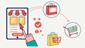Adding Items to Cart in a Mobile Shopping App, vector design Generative AI Royalty Free Stock Photo