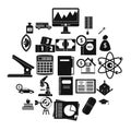 Adding machine icons set, simple style Royalty Free Stock Photo