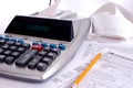 Adding Machine with tax forms Royalty Free Stock Photo