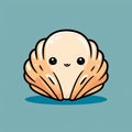 Cute Pearl Character This delightful cartoon-style illustration features an irresistibly cute clam Royalty Free Stock Photo
