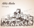 Addis Ababa cityscape - Ethiopia. Sketch.