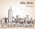 Addis Ababa cityscape - Ethiopia. Sketch.