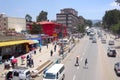 Addis Ababa, Ethiopia - 9 April 2019 : Busy street in the Ethiopian capital city of Addis Ababa