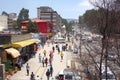 Addis Ababa, Ethiopia - 9 April 2019 : Busy street in the Ethiopian capital city of Addis Ababa