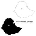 Addis Ababa Ethiopia. Detailed Country Map with Location Pin on Capital City. Royalty Free Stock Photo