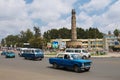 Cars pass but the square with the Arat Kilo monument in Addis Ababa, Ethiopia.