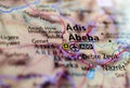 Addis Ababa on map Royalty Free Stock Photo