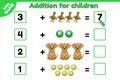 Addition for children math game with cartoon dog Royalty Free Stock Photo