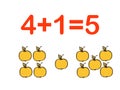 Addition components. Mathematical formula addend plus addend equals sum. Printed material, banner, table for children