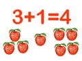 Addition components. Mathematical formula addend plus addend equals sum. Printed material, banner, table for children