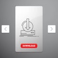 Addition, content, dlc, download, game Line Icon in Carousal Pagination Slider Design & Red Download Button