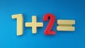 Addition: one plus two equals three. School and education.