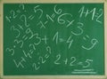 Addition and subtraction in mathematics written on the school board