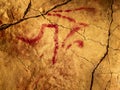 Red line sign in Altamira cave