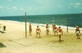 1950s vintage Florida ,Delray Beach men\'s Volleyball game Royalty Free Stock Photo