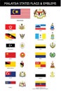 MALAYSIA STATES FLAGS & 13 EMBLEMS