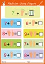 addition using fingers, math worksheet for kids