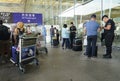 Additional security screening in front of Terminal 1 due to tightened security measures in Hong Kong International Airport