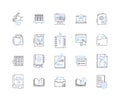 Additional studies line icons collection. Research, Expansion, Supplementary, Extra, New, Advanced, Continued vector and