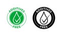 Additives free vector icon. Additives free, natural food package, green drop Royalty Free Stock Photo