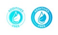Additives free vector leaf drop icon. Natural food package stamp, additives free no added seal
