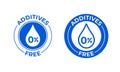 Additives free vector 0 percent icon. Natural food package stamp, additives free seal
