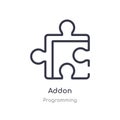 addon outline icon. isolated line vector illustration from programming collection. editable thin stroke addon icon on white Royalty Free Stock Photo