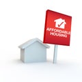 Addordable housing 3d icon render on white Royalty Free Stock Photo