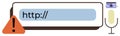 Browser URL bar with safety warning, voice input, and AI processing concept Royalty Free Stock Photo